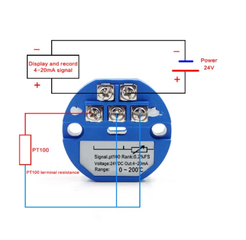 PT100 0-600℃ Temperature Sensor Transmitter 4-20MA Output DC24V