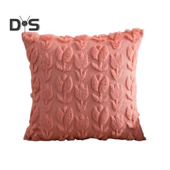 

Наволочка с цветочным узором 18x18 дюймов, квадратная жаккардовая наволочка, плюшевая наволочка в виде тюльпана для гостиной, дивана, спальни, украшения розы красного