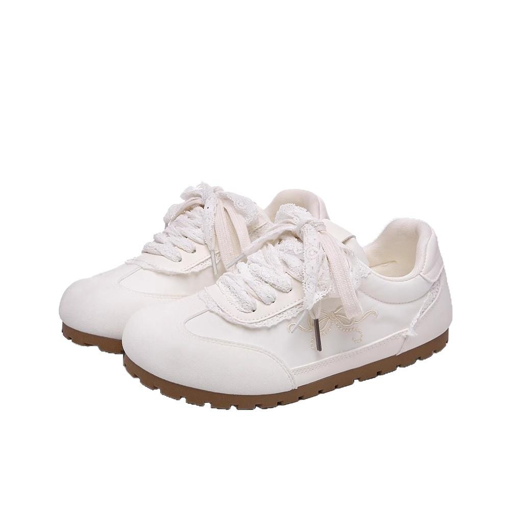 Ballet style moral training shoes women's 2025 summer new sweet style lace bow white shoes casual sports Forrest Gump shoes