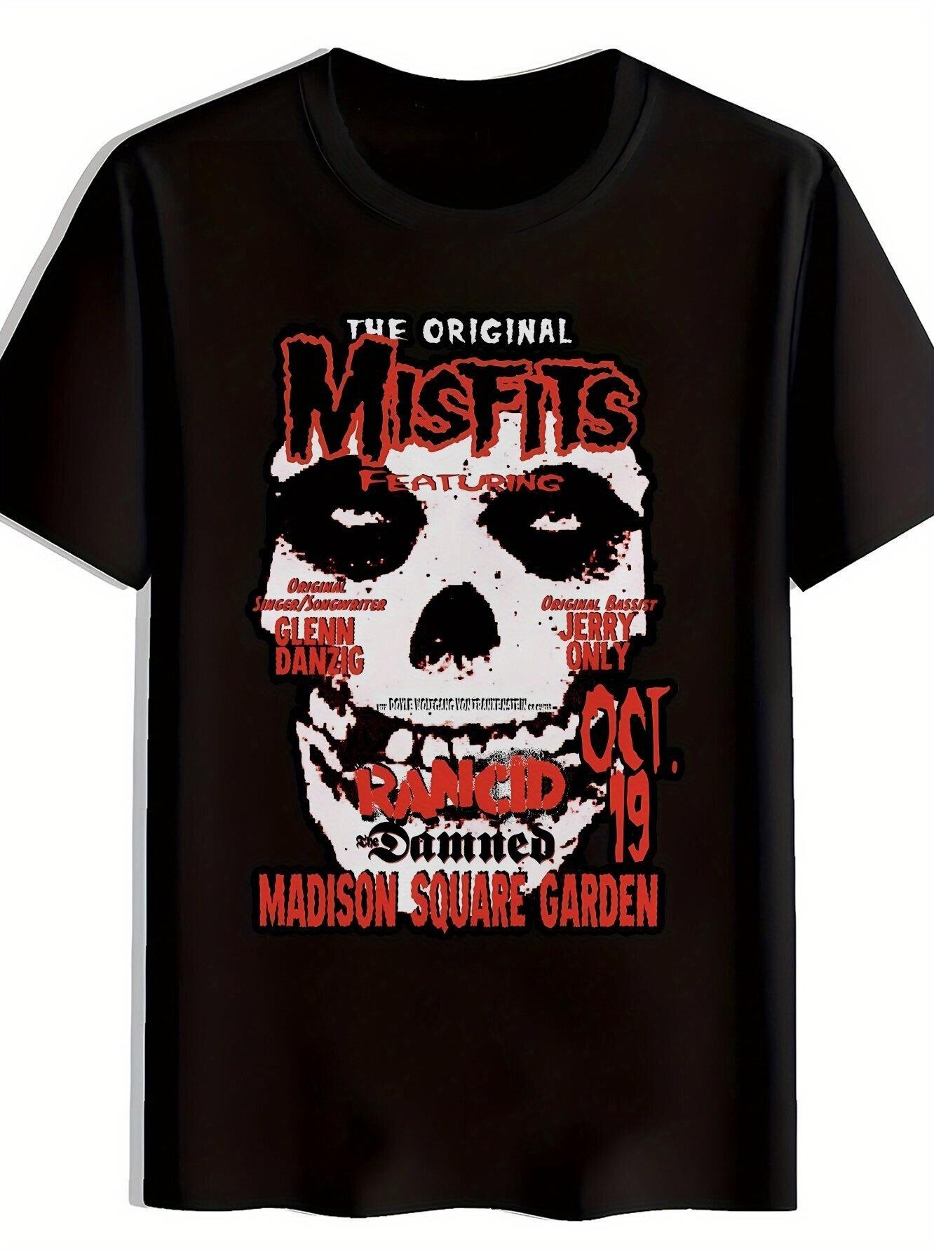 Misfits Graphic Print Rock Band T-shirt - & WoSummer Polyester Tee S