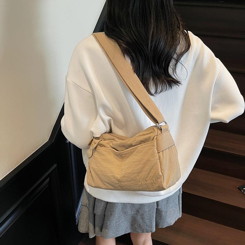 2025 Summer New Women's Messenger Bag Anti-splashing Ultra-light Cloth Bag Multi-compartment Small Square Bag Solid Color Shoulder Messenger Bag