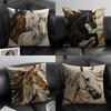 Printing Stylish Horse Fashion Cushion Cover Natural Linen Organic Fabric DoubleSided Printing Sofa Home Decor Gift Pillow Case