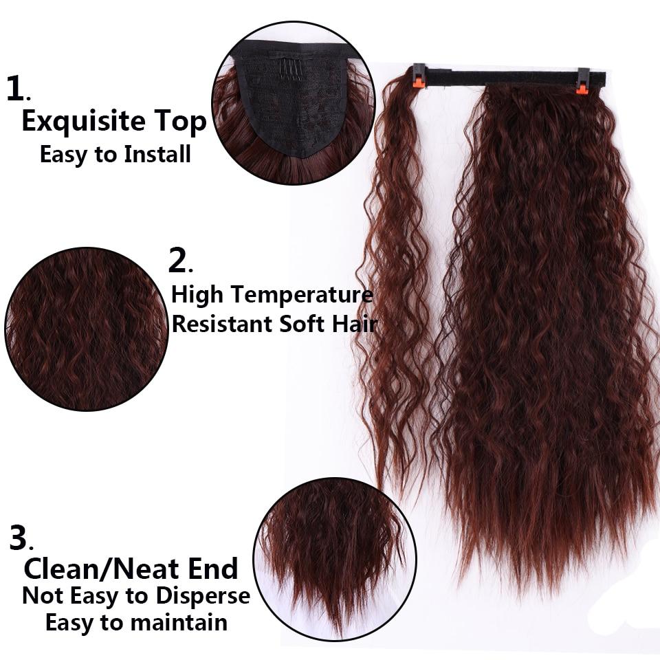 LUPU Synthetic Long Corn Perm Ponytail Hair Extension Clip In Hairpiece For Women Wrap Around Magic Paste Ponytail Extensions