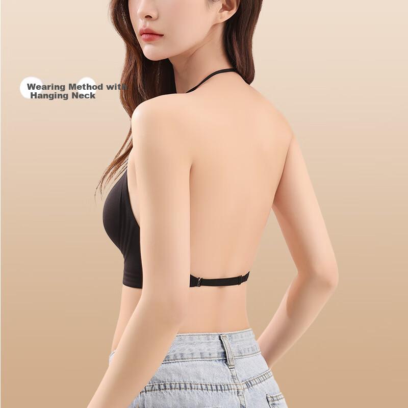 Ordifen Backless Bra Vest, One-Piece Outer Wear, Invisible Seamless Foundation Liquid Bra, Women's Summer Thin Style, Halter Neck, Backless Strap