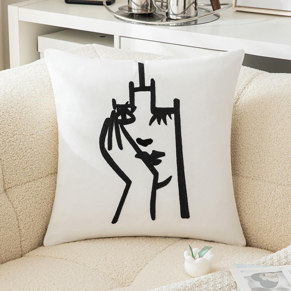 Geometrischer Stickerei Kissenbezug Mittel Leichter Luxus Wohnzimmer Sofa Kissenbezug Handtuchstickerei Design Musterzimmer Dekoration