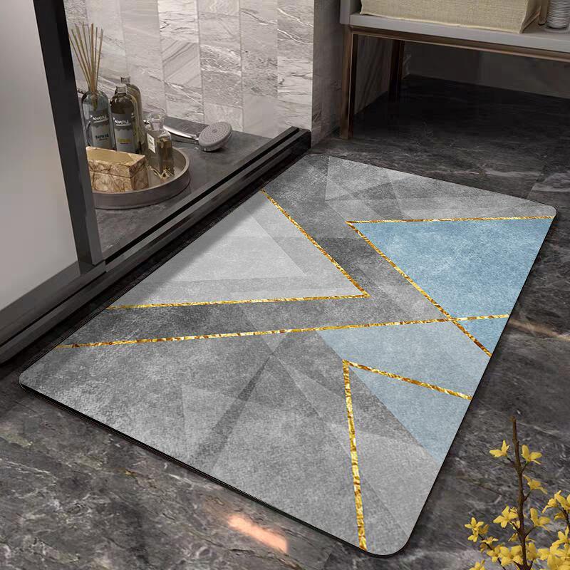 Geometric Pattern Quick-Drying Diatom Mud Non-Slip Bathroom Mat 40x60cm (thick crystal velvet)