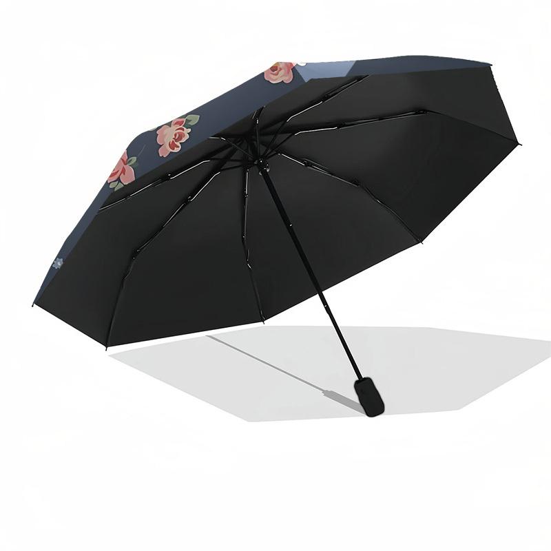 1 Stück Floraler Stoff Automatischer Regenschirm Langlebiger Eisenrahmen & Kunststoffgriff, Geschenk für Männer & Frauen, Stabile Konstruktion yy250905205