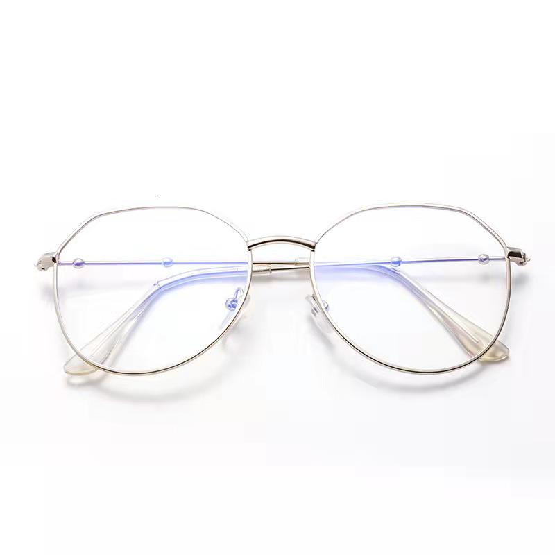 Polygonal Anti-Blue Light Harajuku Cycling Glasses - Retro Korean Style for Women Flat Lens