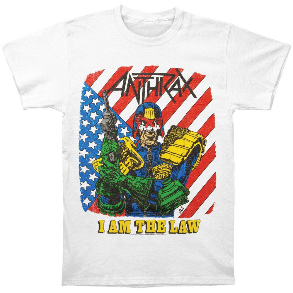 Anthrax I Am The Law  Short Sleeve White For Fans S-4XL Unisex T-Shirt L