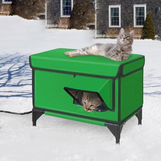 Casa para Gatos Calefactable Exterior Grande Impermeable Refugio para Gatitos Invierno Aislado Gato