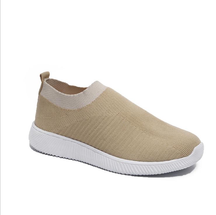 Women's Plus Size Flyknit Casual Running Shoes - Breathable Low-Top Sock Sneakers