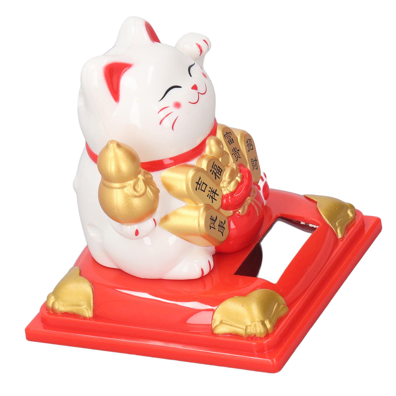 

Waving Cat Solar Power Cat Ornaments Decorative Wealth Welcoming Cat for Desktop Restaurants Car