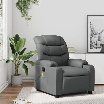 Vidaxl Foldable Massage Armchair, Grey, Upholstered with Faux Leather