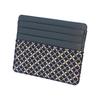 Inden Card Case, Slim Card Holder, Thin Deer Leather, Navy X White Lacquer, Shippo Tsunagi Pattern, 8 Card Pockets, 1 Pocket, Made In Japan