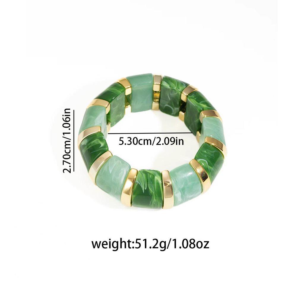 Gradient Acrylic Stretch Bracelet: Geometric Sugar Cube Design for Women