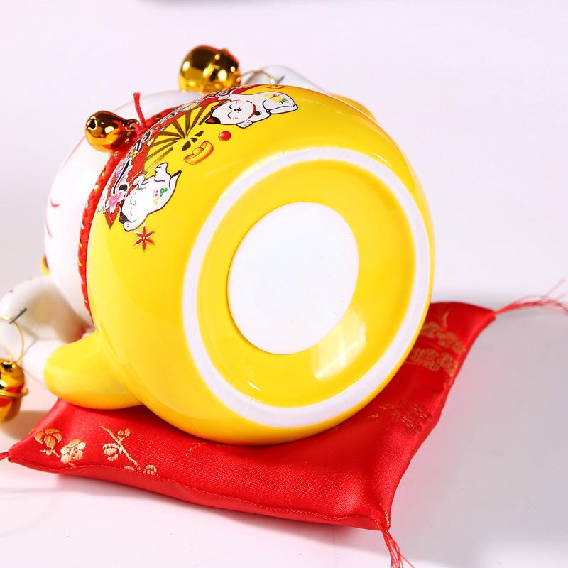 4.8 Inch Ceramic Maneki Neko Fortune Cat Coin Bank Money Box Lucky Cat Decoration Ornament Desktop Centerpiece Kitten Figure