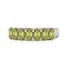 Peridot Oval Half Eternity Band Ring - Sterling Silver