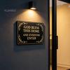 Dekorative Hausschilder Gott Segne Dieses Vintage Metallwandschild, Eisen Hängendes Schild Dekoration, Außenakzente Christliche Segenskunst für Garten Hof Veranda