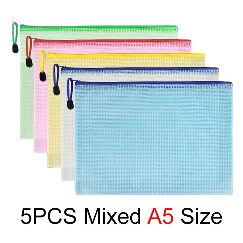 

Grid Zipper Bag 5/10/15/20PCS PVC Mix Colour Transparent Waterproof Document Storage Student Stationery School Office Supply ZYF