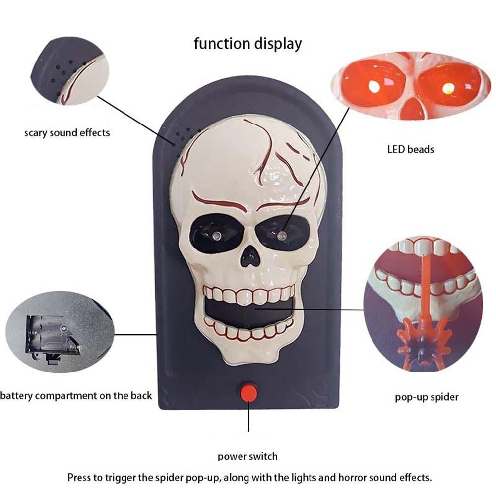 Vocal Animated Skull Doorbell Battery-operated LED Glowing Eyes Talking Ghost Bell Theme Party