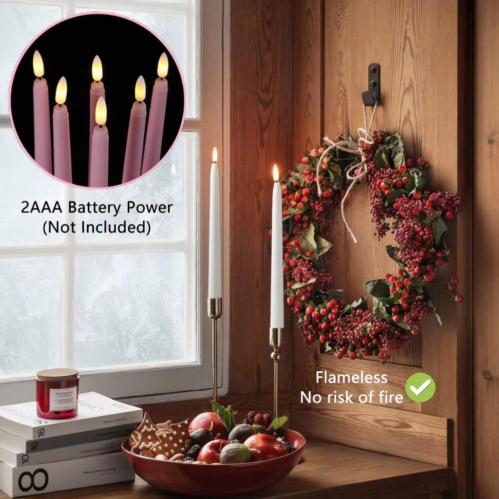 12-120Pcs LED Taper Candles Artificial Black Flameless Flickering Candle Christmas Lights Home Birthday Wedding Candles Battery