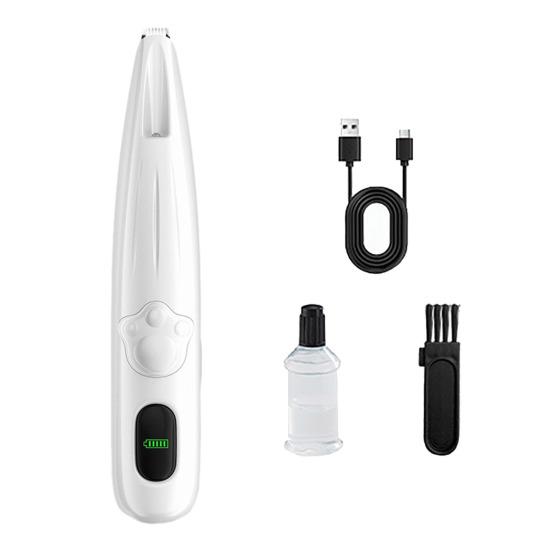 Dog Paw Trimmer with LED Light Low-Noise Pet Paw Trimmer Cordless Electric Pet Grooming Clippers with Battery Indicator for Paws Face Ears Rump