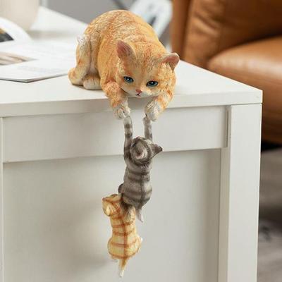 Yousheng Kediler Reçine Heykel Anne Kedi ve Yavruları Figür Masa Kenarı Dekorasyonu Ev Yatak Odası Çocuk Odası Dekoru için Kedi Heykeli