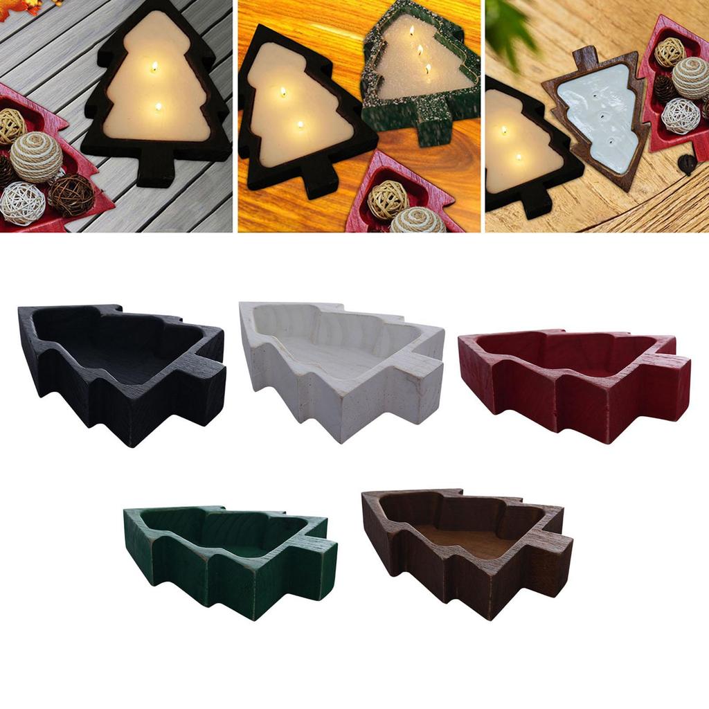 Christmas Tree Serving Tray Xmas Party Decor Multipurpose Wood Snack Plate Fruit