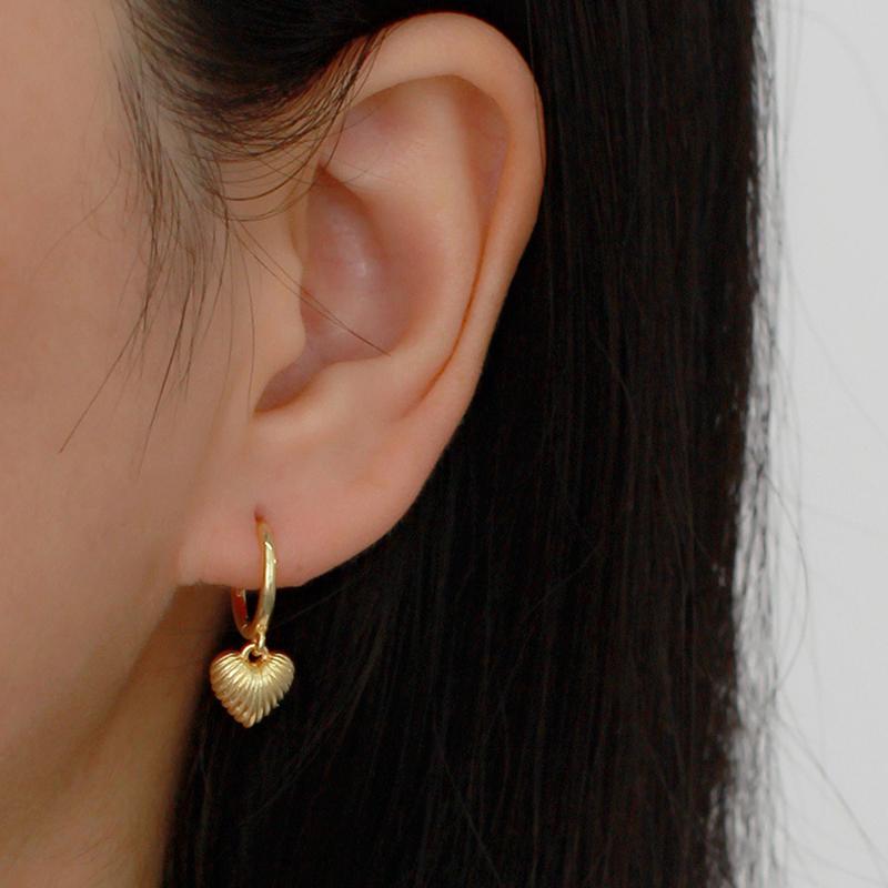 925 Silver Ear Needle Exquisite Heart Pendant Hoop Earrings Fashion Geometric Zircon Stud Earrings Women's Fine Jewelry