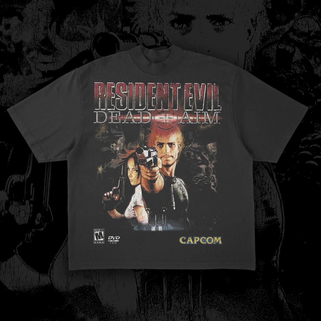 90s Style Shirt Loose Casual Streetwear Classic Horror Game Resident Evil Themed Tshirt Cotton Print Graphic T Shirts Unisex
