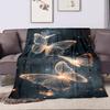 Glowing Butterflies in Cosmic Night Patterned flannel blanket perfect for the bedroom living room, sofa, or a little nap
