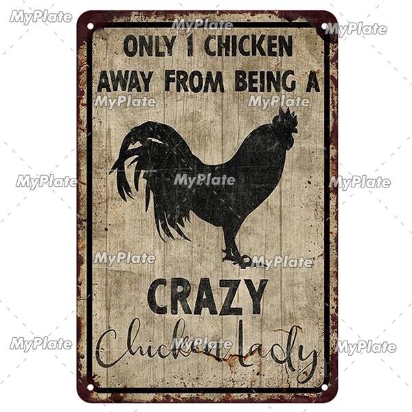 [MyPlate] Vintage Farm Chickens Retro Poster  Metal Sign Plate Tin Sign Wall Crafts Decor For Home Room Plaque Decoration Gift