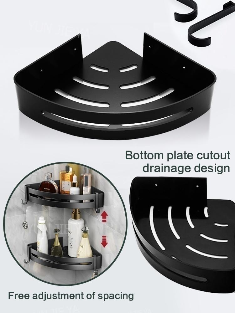 No Drill Bathroom Hardware Towel Rack Black 40CM-60CM Folding Aluminum Towel Rack Holder With Hook Towel Holder Tissue Holder