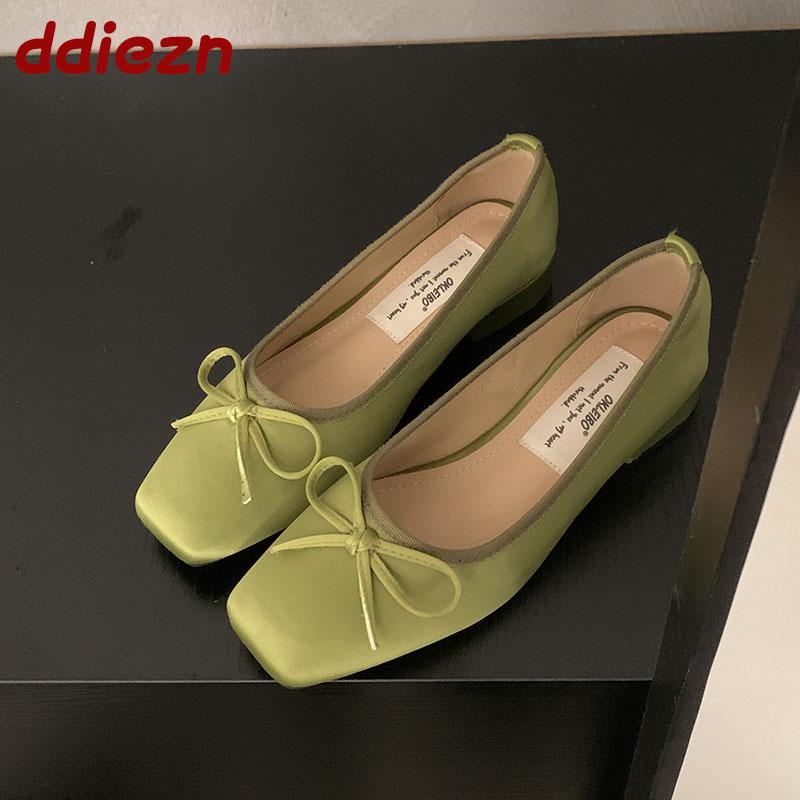 Fashion Female Shallow Ladies Flats Slip On Shoes Slides Silk Fashion Butterfly-Knot Footwear Flats With Shoes For Women Summer Spring
