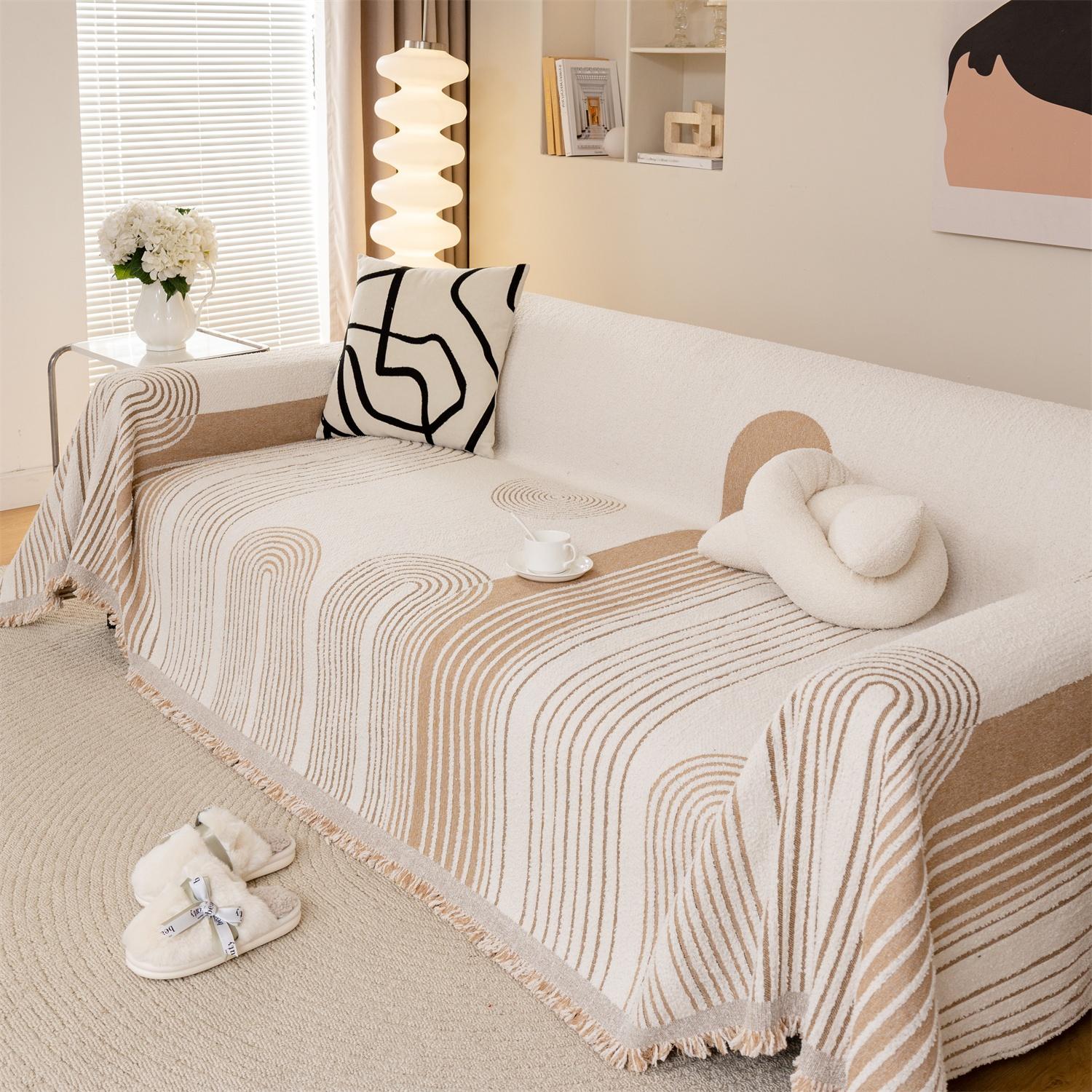 

Утолщенные кремовые арки геометрические линии жаккард плюшевый диван полотенце с кисточками, многофункциональное уютное одеяло для осени/зимы 180X380cm хаки