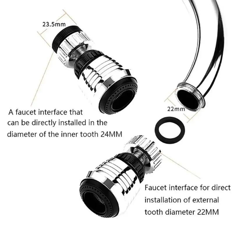 360 ° Adjustment Kitchen Sink Faucet Extender Filter Spray Dual-mode Water-saving Pressurizer Household Bathroom Tool