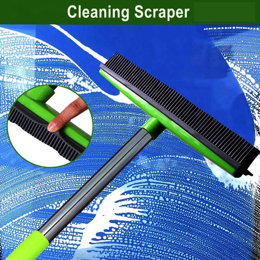 Pet Hair Rubber Broom Floor Brush for Carpet Dog Hair Remover with Built In Squeegee Silicone Broom Hair Remover Cleaning