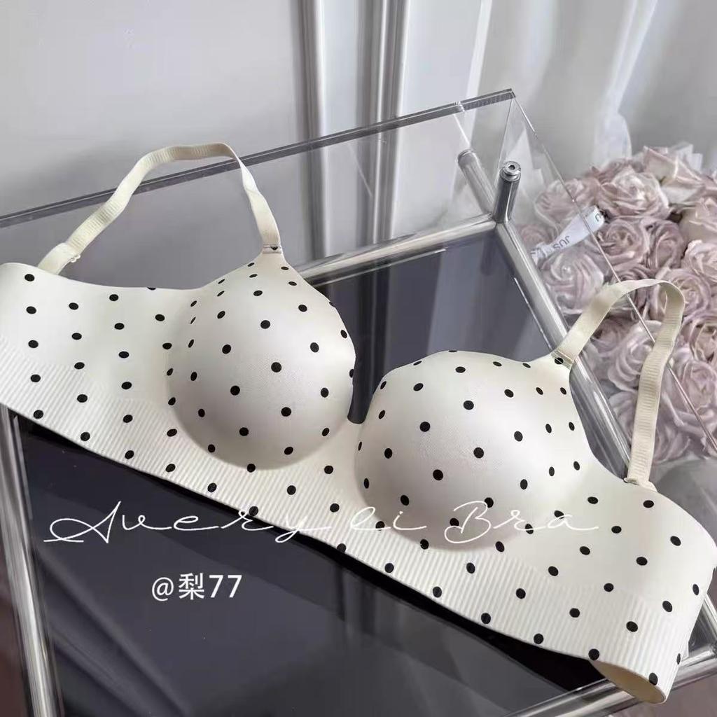 Polka Dot Comic Chest Cm Thickened Smooth and Seamless Female Showing Big Gathering and Closing Breast Bra Cover