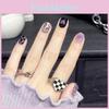 Add Flair To Your Nails Handcrafted Black Purple Nail Stickers With A Trendy Checkerboard Design