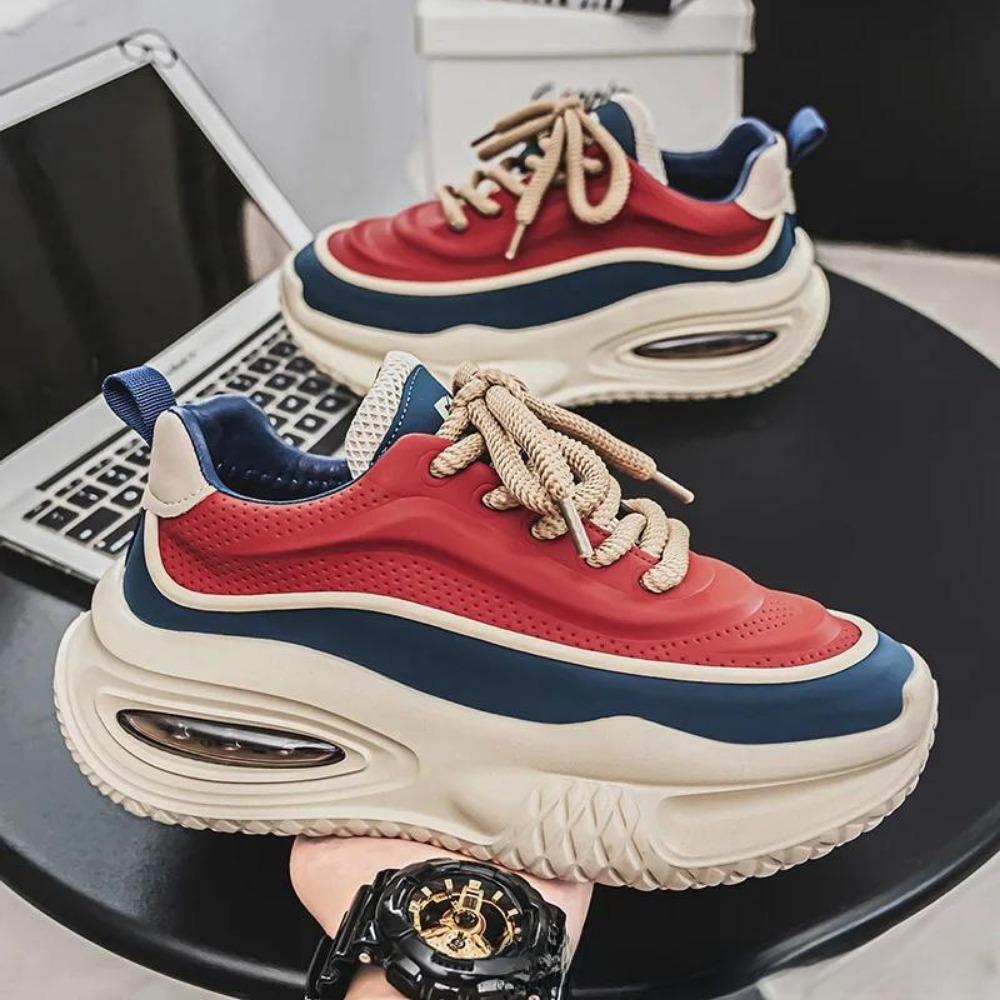 

Men s Casual Shoes 2025 Spring Versatile Sporty Trendy Platform Shoes Fashionable Soft Bottom Internal Heel Shoes Breathable Pla 40 червоний