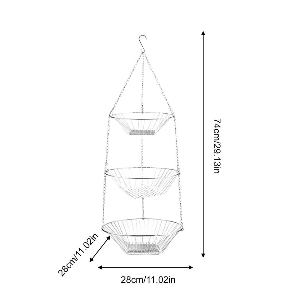 

Fruit Basket For Kitchen Wire Storage Rack 3-Tier Space Saving Kitchen Fruit Organizer Produce Basket For Food Snack Bread срібний