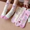 Plush Socks, Thick and Warm Mid-calf Socks for Autumn and Winter, Cute Cartoon Pink, Winter Home Furry Sleeping Socks