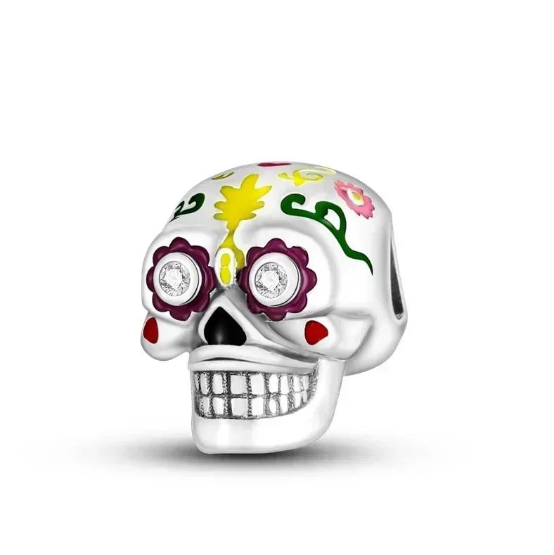 Authentic Original Copper Metal Halloween Perfect Gift Black Cat Spider Skull Pumpkin Ghost Bead Components Charm Bead Components Designed For Pan