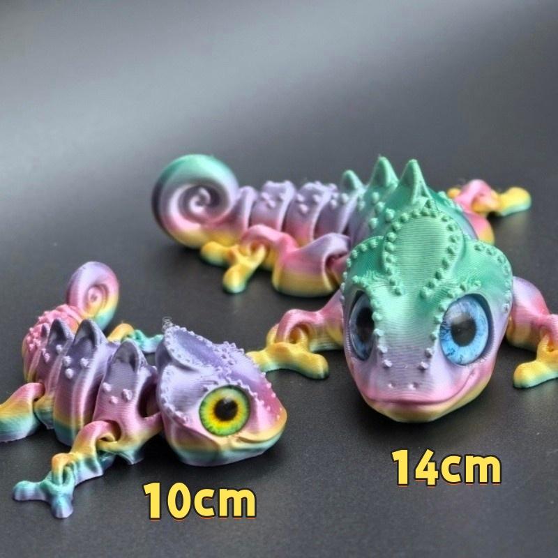 Chameleon Figures 3D Printing Multi-joint Movable Simulation Eyes for Home Accessories Kids Gift Living Room Decoration