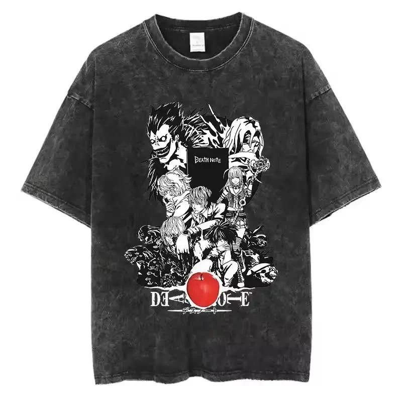 Anime Death Note summer New Unisexs Washed Tshirt pattern Unisex Cotton leisure ShortSleeve high quality YK Shirt XL