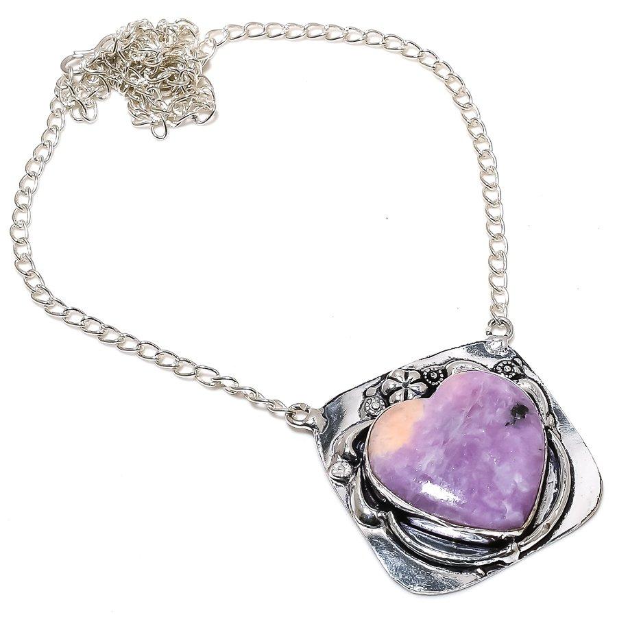 

Lepidolite Handmade 925 Sterling Silver Jewelry Necklace 18 G0y54