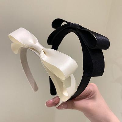 Lystrfac Koreanischer Stoff Doppelschleife Stirnband für Frauen Neue Mode Einfaches Haarwasch-Haarband Damen Kopfschmuck Haarschmuck