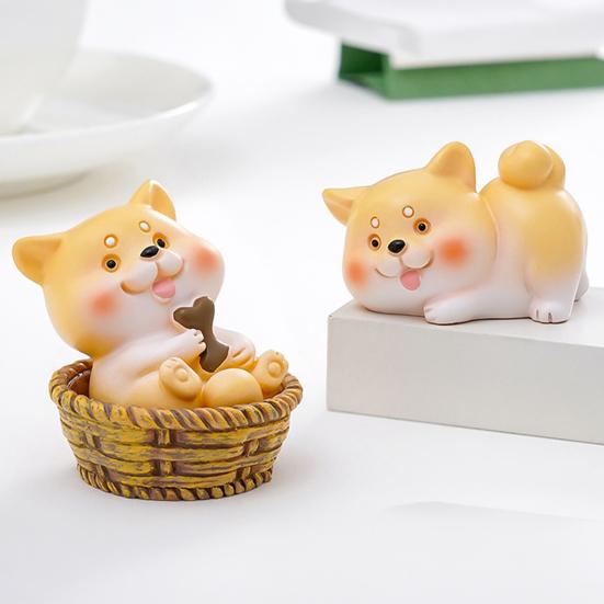 Mini Resin Dog Figurine Cartoon Puppy Statue Tiny Dog Cake Topper
