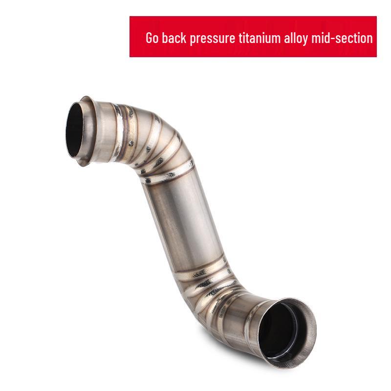 DUKE790 Titanium Mid-Section Exhaust Pipe with Back Pressure Chamber & 3-Way Catalytic Silencer