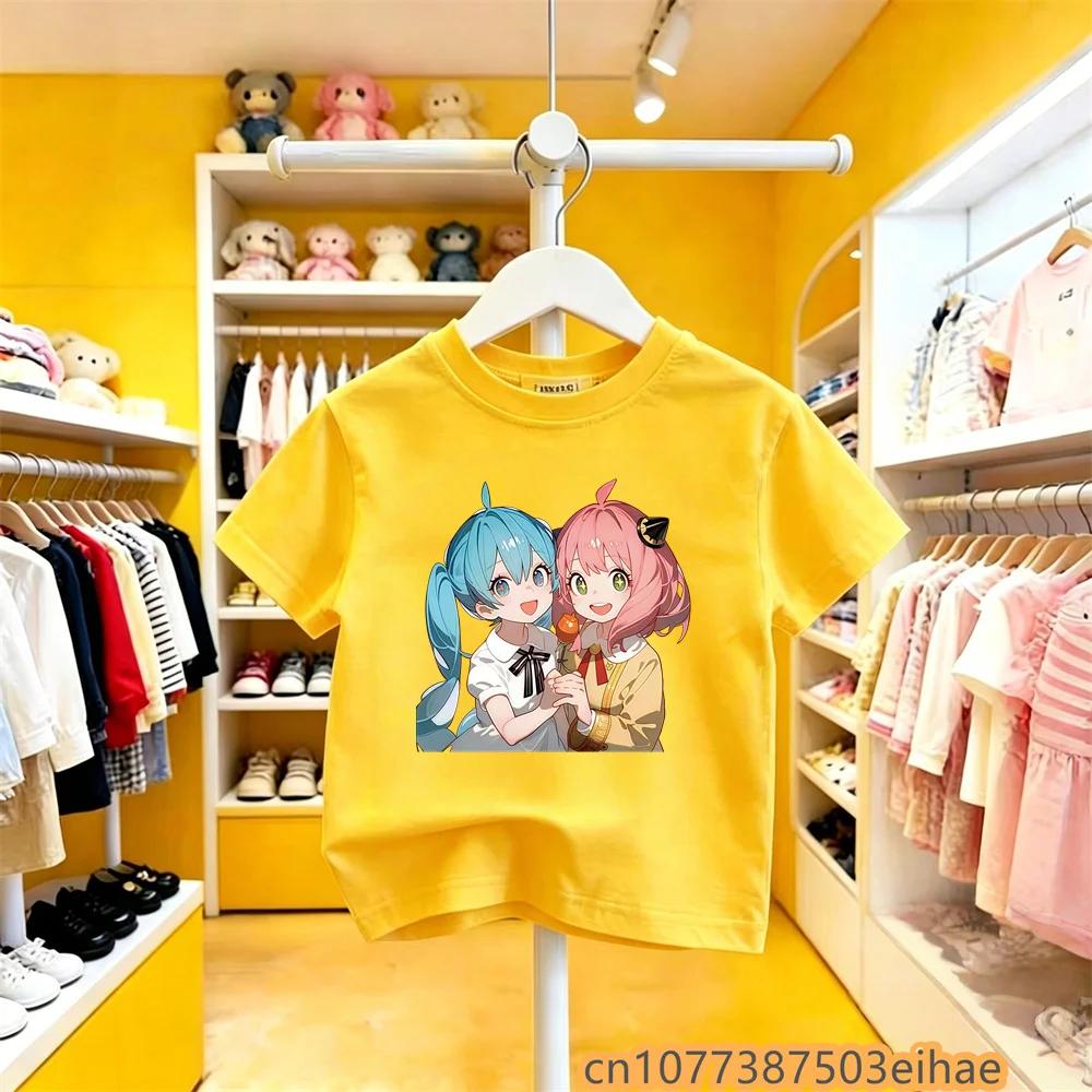 Hatsune Miku Collaborates on Future MIKU Line Style Short Sleeved Pure Cotton Printed New Casual Boy and Girl Clothing